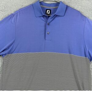 FootJoy Blue and Black Striped Polo Shirt